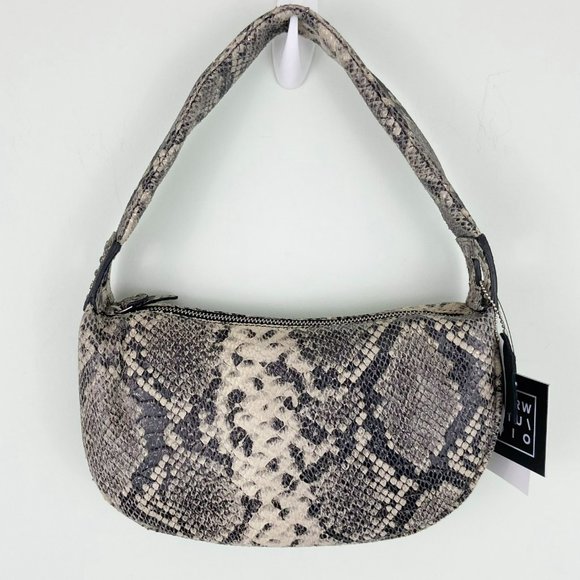 🌺SOLD🌺NWT TMRW Studio x Anthro | Snakeskin Mini Shoulder Hobo Bag Baguette - Picture 2 of 8